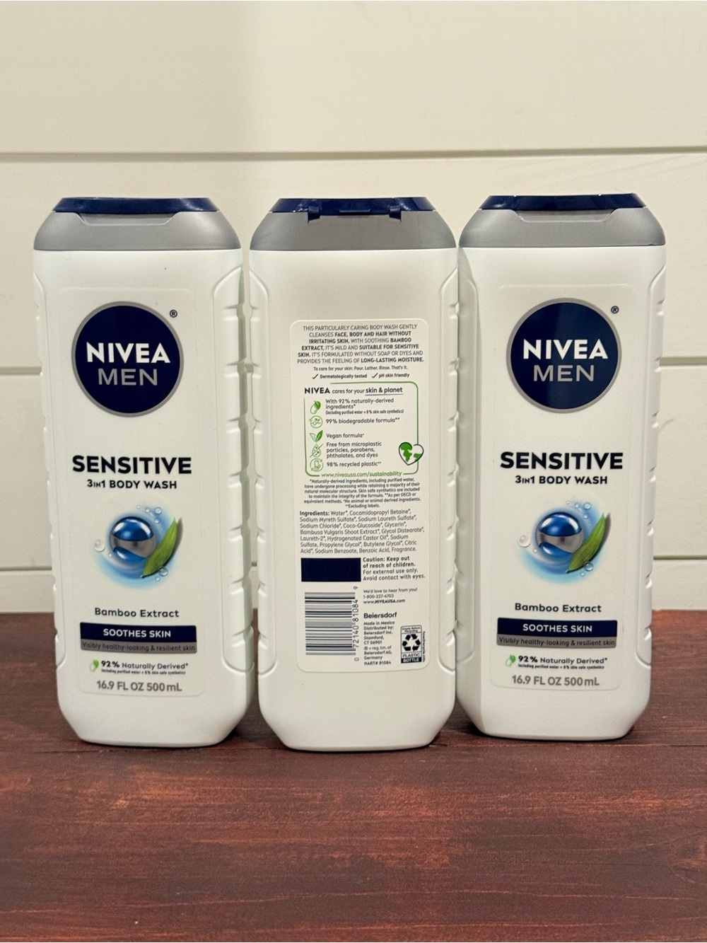 (3)Sensitive 3-in-1 Body Wash - White/Blue
